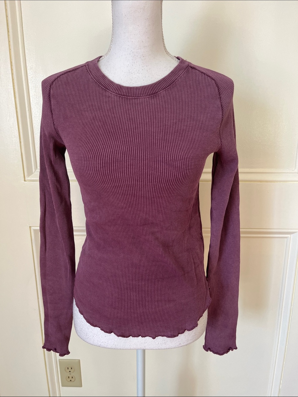 We The Free Ribbed Long Sleeve Top in Mauve